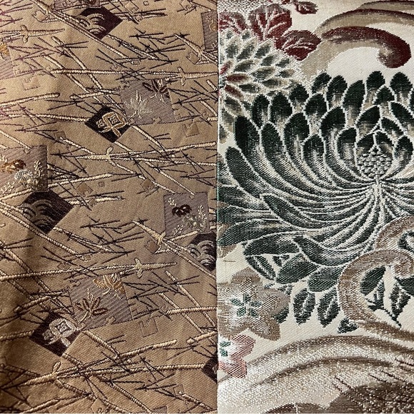 Montsuki Honolulu Vest Silk Samurai Inspired Lotus Brocade Rayon NWT 1970s - Picture 2 of 15